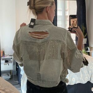 Bedazzled Cropped Jean Jacket